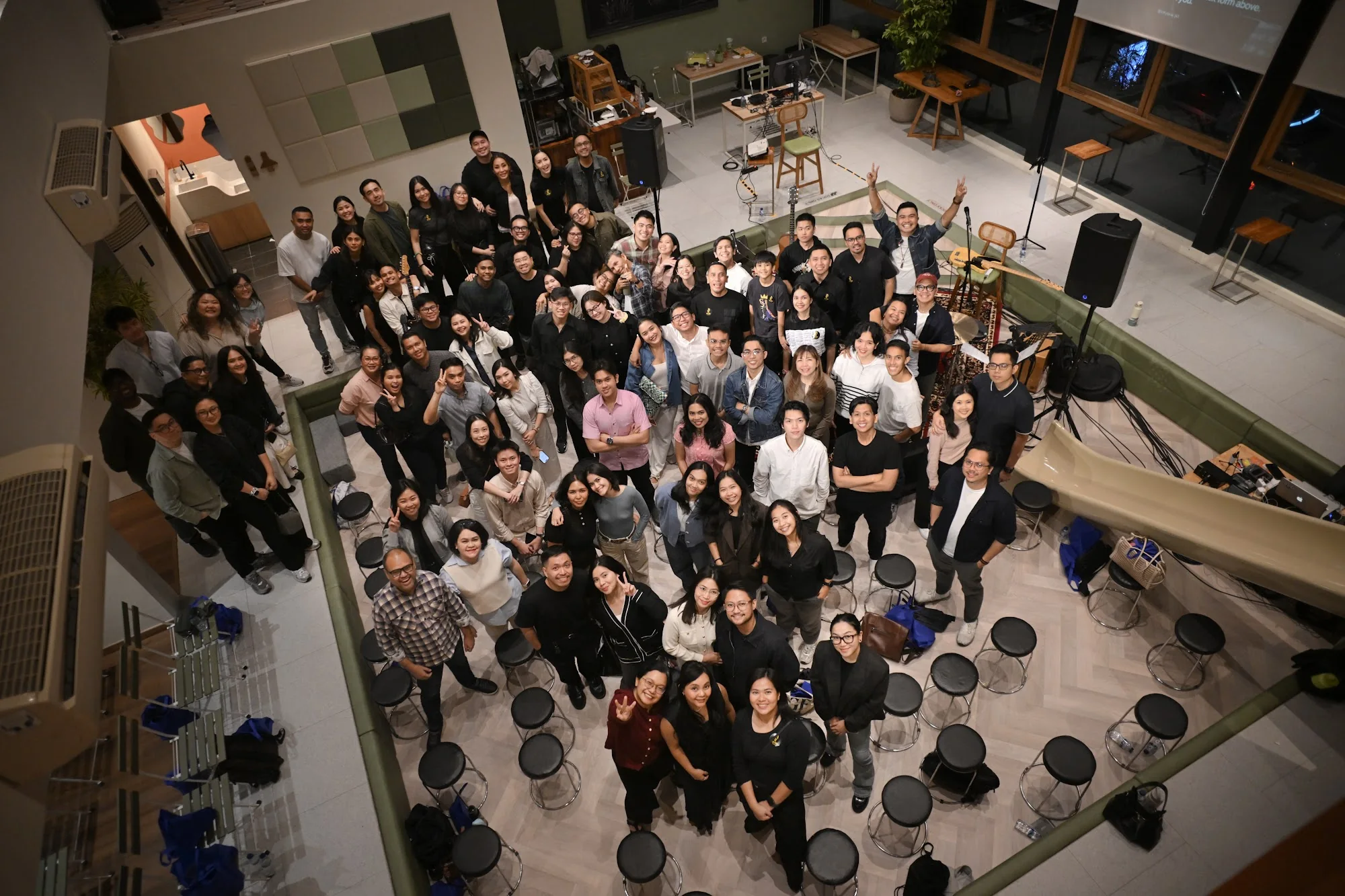 City Soul Vol. 3 attendees gather below the camera for a group photograph